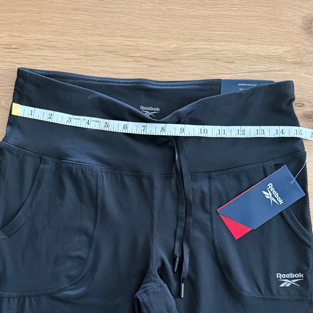 NWT Reebok Black Performance Pocket Leggings with Drawstring - Picture 6 of 8
